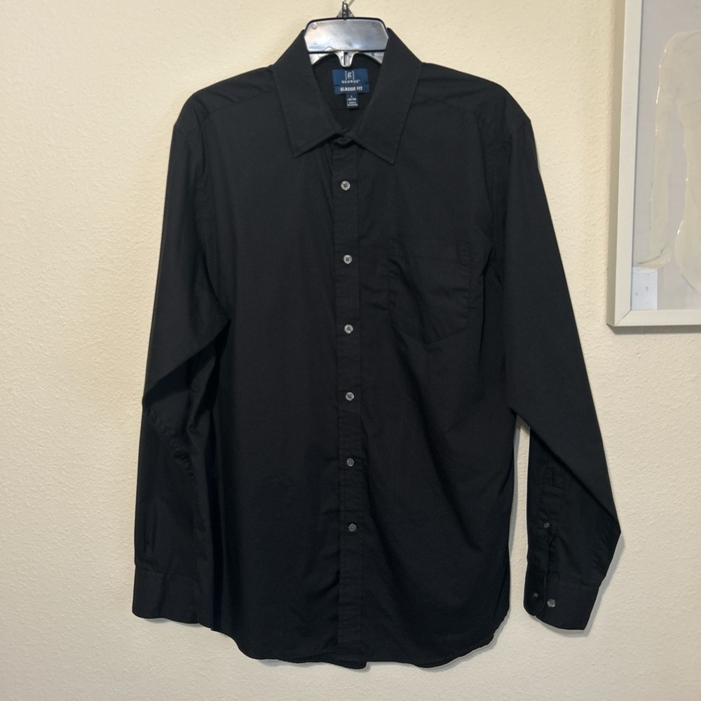 George Men's Black Casual Button Down Shirt - Picture 1 of 6